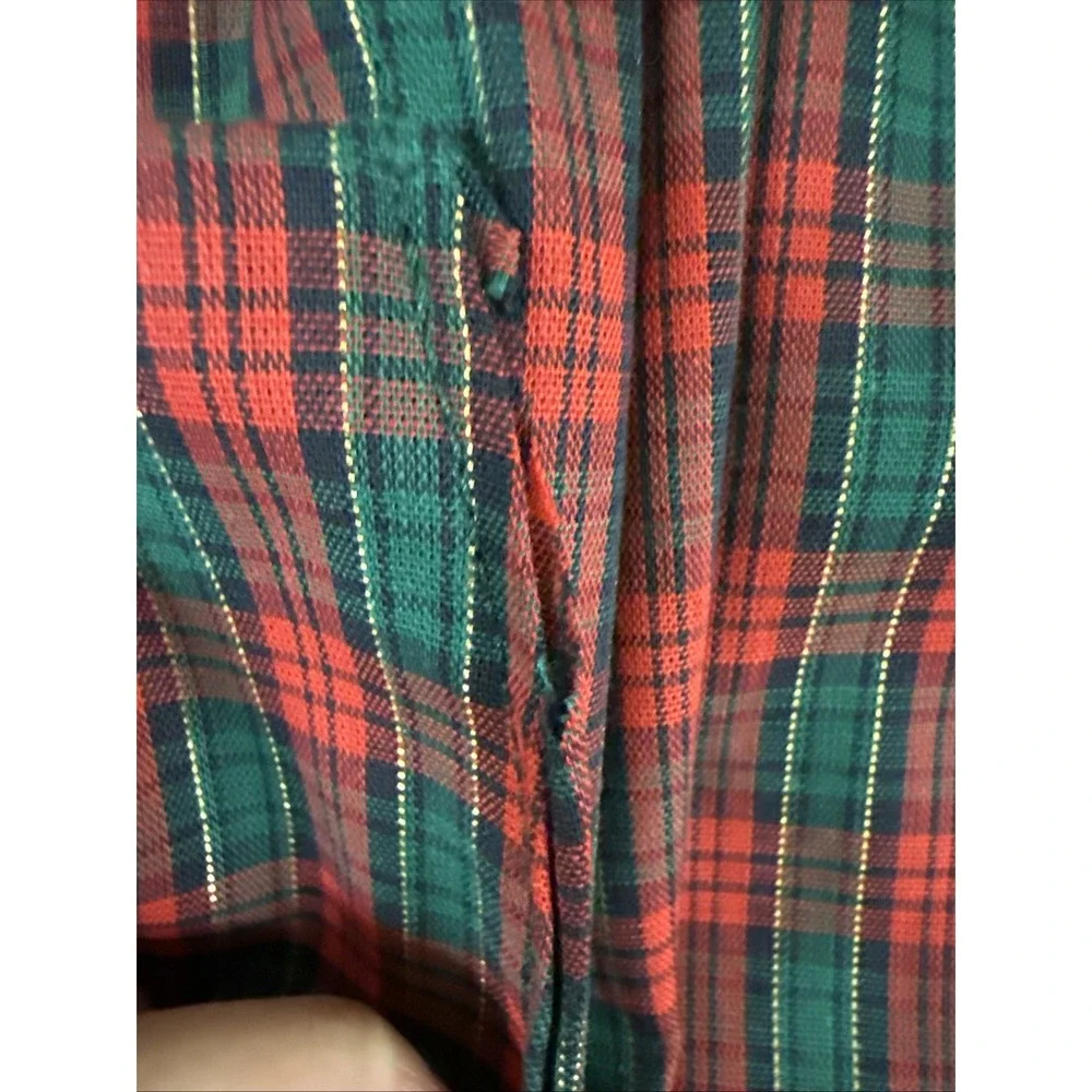 VTG Dogwood Lane Jumper Dress Pinafore Cottagecore Painted Buttons Holiday Plaid